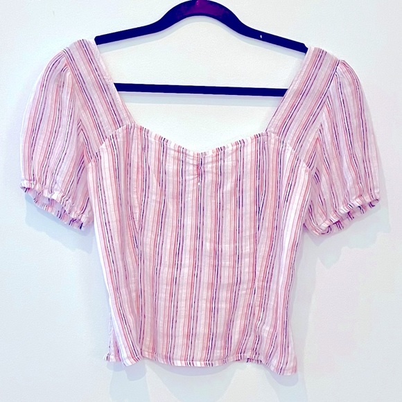 NWT Sanctuary Smocked Linen Top Poofy Sleeves XS - Picture 5 of 10